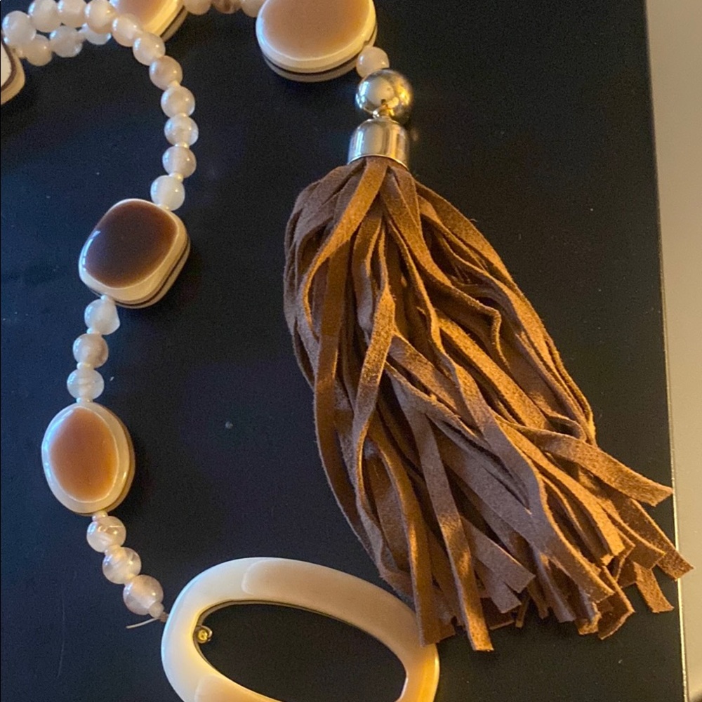 Chico's Brown and Cream Beaded Necklace - Picture 5 of 7